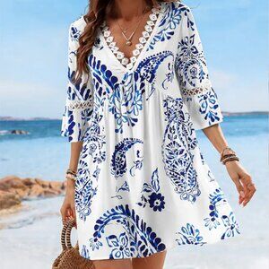 Floral Paisley Print Lace Dress